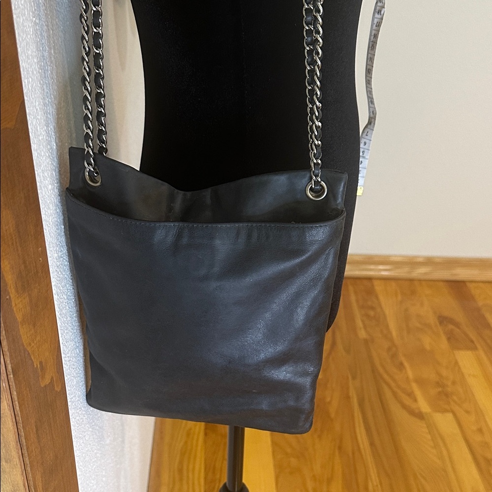 HOBO Black Leather Crossbody Bag with Chain Strap